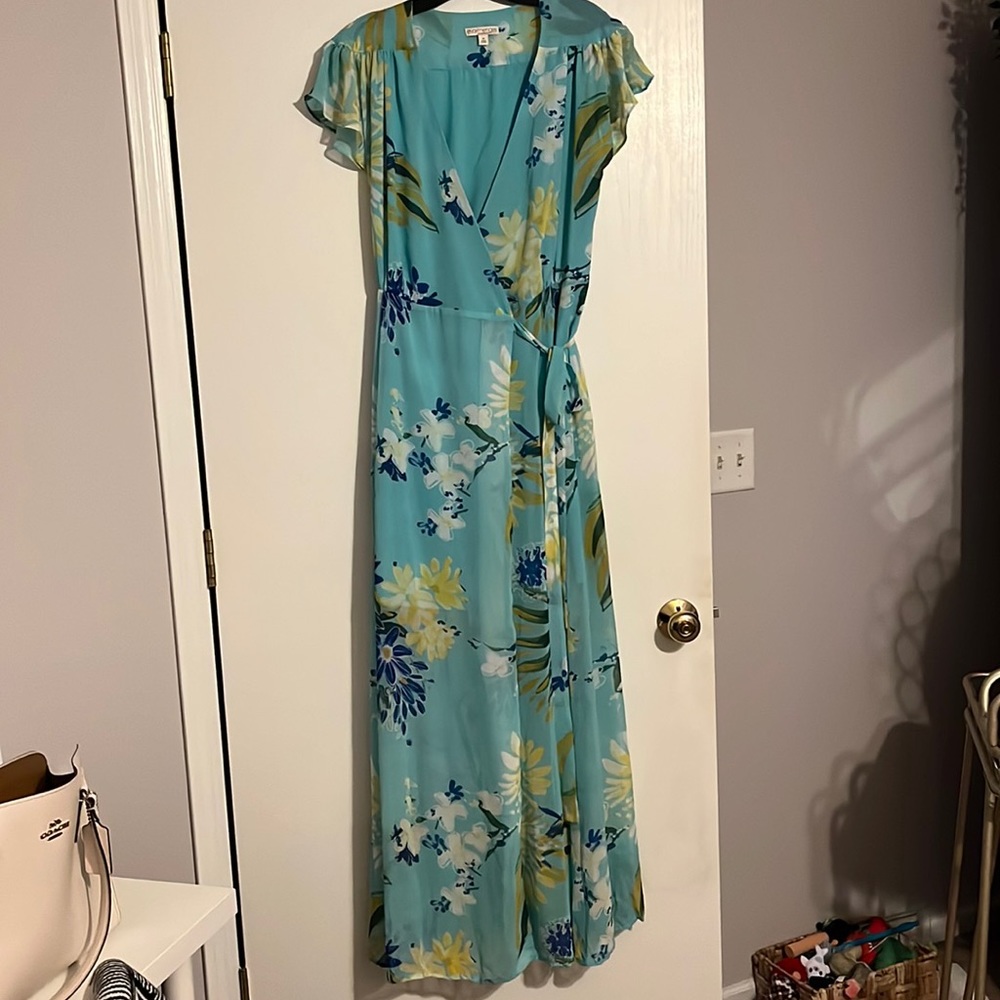 Eva Mendes • New York & Company floral blue, green dress. Worn once